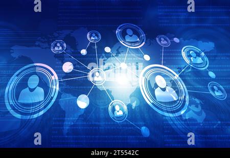Globale Kommunikationsnetzwerke. 3D-Abbildung Stockfoto