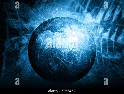 Globale Kommunikationsnetzwerke. 3D-Abbildung Stockfoto