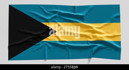 Flagge von Bahamas. Strukturierte Bahamas-Flagge aus Stoff isoliert auf weißem Hintergrund. 3D-Abbildung Stockfoto