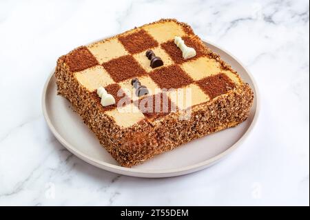 Shortbread-Kuchen in Form eines Schachbretts Stockfoto