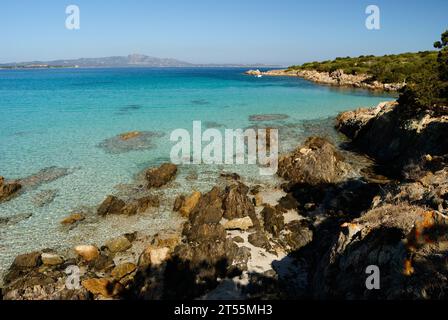 Blick auf den Strand von Cala Sabina Stockfoto