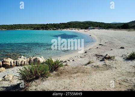Blick auf den Strand von Cala Sabina Stockfoto