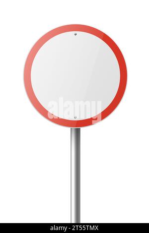 Symbol für rotes und weißes rundes Vektorzeichen. Stop Traffic Sign Frame Closeup isoliert auf weißem Hintergrund. Straßenschild, Schilderdesign Stock Vektor