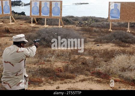 Live-Feuer, Maritime Expeditionary Security Squadron 1, MSRON 1, Marine, Reserve Komponente, Seeleute, Haifischpanzer 2010, Ausbildung, U.S. Navy, Waffen Stockfoto