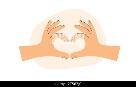 Herzhand-Emoji-Zeichen. Das Symbol „Love you Heart“. Botschaft der Liebe durch Handgeste. Vektorillustration in einem trendigen flachen Stil isoliert. Stock Vektor