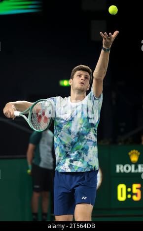 Hubert Hurkacz aus Polen am 4. Tag des Rolex Paris Masters 2023, ATP Masters 1000 Tennisturniers am 2. November 2023 in der Accor Arena in Paris, Frankreich - Foto Jean Catuffe / DPPI Stockfoto