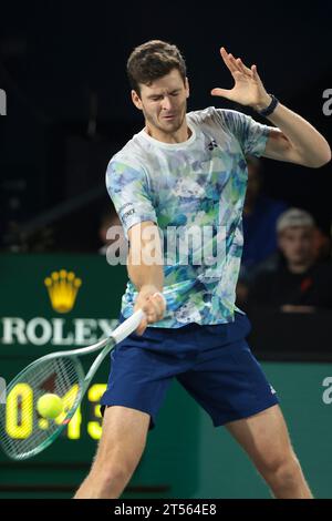 Hubert Hurkacz aus Polen am 4. Tag des Rolex Paris Masters 2023, ATP Masters 1000 Tennisturniers am 2. November 2023 in der Accor Arena in Paris, Frankreich - Foto Jean Catuffe / DPPI Stockfoto