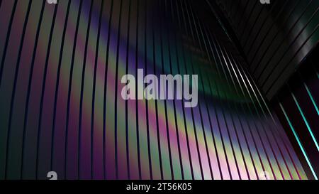 Luxuriöse, moderne Linien aus verdrehten und gebogenen Wellblechen Rainbow elegantes modernes 3D-Rendering abstrakter Hintergrund hochauflösendes 3D-Rendering Stockfoto