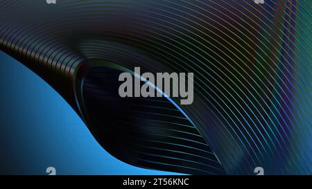 Elegantes und modernes 3D-Rendering abstrakter Hintergrund in zartem Blau mit Bezier-Kurven von verdrehtem und gebogenem gewölbtem Metall Blechauflösung 3D Stockfoto