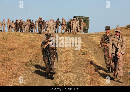 2. Bataillon, 2. Marineregiment, 3. Mechanisches Landungsbataillon, 22. Marineexpeditionseinheit, 22. MEU, Bataillonlandeteam, Gegenübung für Sprengkörper, ausländisches Militär, improvisierte Sprengvorrichtung, Marineingenieure, Navy, Spanien, spanisch, Spanisch Amphibienübung, US Marines, US Navy, USMC, Weapons Company Stockfoto