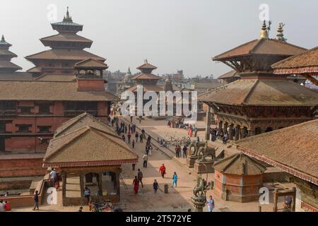 Patan, Durbar Square, la Place centrale orne de Tempels Stockfoto