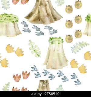 Aquarell Dinosaurier Fußabdrücke. Stockfoto