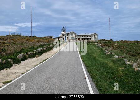 Punta de la Estaca de Bares Leuchtturm, das nördlichste auf dem spanischen Festland. Galicien, Spanien, Europa Stockfoto