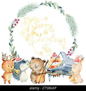 Aquarell-weihnachtskarte. Stockfoto