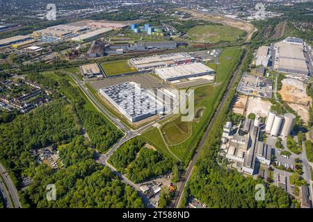 Luftaufnahme, DSW 21 Dortmunder Stadtwerke, Industriegebiet Westfalenhütte, DORLOG Dortmund Logistik, Walzwerkstraße, ehemaliges Sinterwerk, Bo Stockfoto