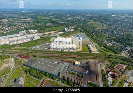 Luftaufnahme, DSW 21 Dortmunder Stadtwerke, Industriegebiet Westfalenhütte, DORLOG Dortmund Logistik, Walzwerkstraße, ehemaliges Sinterwerk, Bo Stockfoto