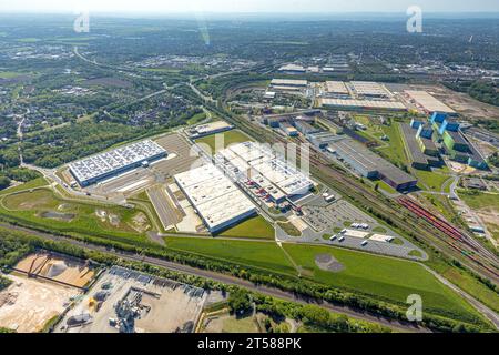 Luftaufnahme, DSW 21 Dortmunder Stadtwerke, Industriegebiet Westfalenhütte, DORLOG Dortmund Logistik, Walzwerkstraße, ehemaliges Sinterwerk, Bo Stockfoto