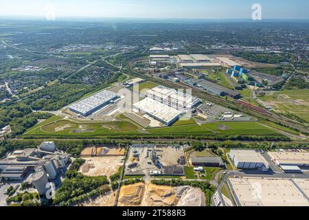 Luftaufnahme, DSW 21 Dortmunder Stadtwerke, Industriegebiet Westfalenhütte, DORLOG Dortmund Logistik, Walzwerkstraße, ehemaliges Sinterwerk, Bo Stockfoto