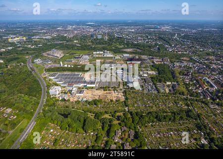 Luftaufnahme, Technologiepark Industriegebiet Phoenix West, Wilopark, Blick auf Westfalenpark und Stadt, Hörde, Dortmund, Ruhrgebiet, Nordrhein-Westpha Stockfoto