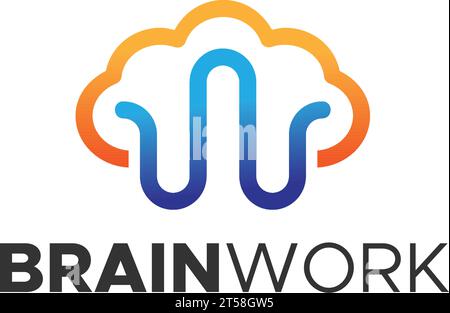 Minimalistisches BRAIN WORK Simple abstraktes Logo Stock Vektor