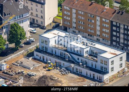 Luftaufnahme, Baustelle Terra 1 mit Neubau für Schule und Kindergarten zwischen Ewaldstraße - Minervastraße - lange Straße - Gustavstr Stockfoto