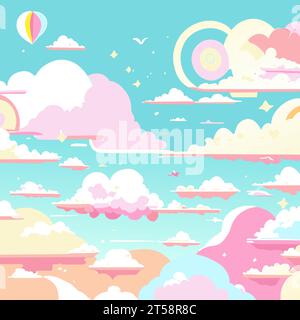 Grafik illustriert Wolken Himmel Fantasy helles Tageslicht traumhafte hohe Atmosphäre Farben Vektor Stock Vektor