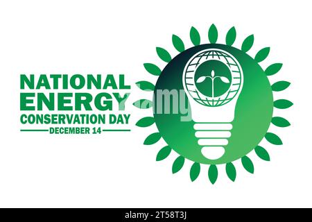 Nationaler Tag Der Energieeinsparung. Dezember. Urlaubskonzept. Vorlage für Hintergrund, Banner, Karte, Poster mit Textbeschriftung. Vektor Stock Vektor