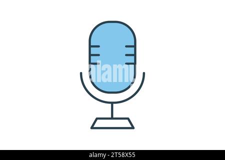 Mikrofonsymbol. Symbol für Gerät, Computertechnologie. Symbolstil für flache Linien. Einfache Vektorkonstruktion bearbeitbar Stock Vektor