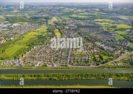 Luftaufnahme, Wohnsiedlung Gutermuthstraße am Lippepark Hamm, zwischen Jägerstraße und Johannes-Rau-Straße, bei Herringer Bach, Bezirk Herringen, Ham Stockfoto