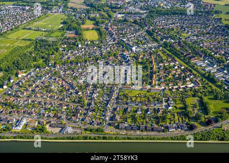 Luftaufnahme, Wohnsiedlung Gutermuthstraße am Lippepark Hamm, zwischen Jägerstraße und Johannes-Rau-Straße, bei Herringer Bach, Bezirk Herringen, Ham Stockfoto