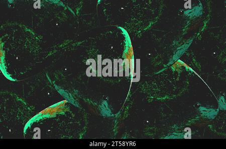 Fragment eines alten Stuhls. Die Unendlichkeit und Magie des Raumes. Eine innovative Interpretation des Globus und des Weltraums. Kopierbereich Stockfoto