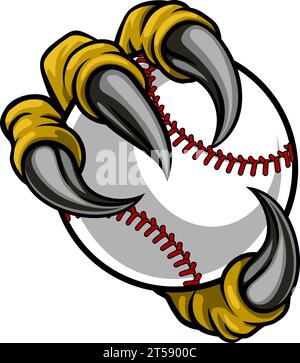 Baseball Ball Adlerkralle Cartoon Monster Hand Stock Vektor