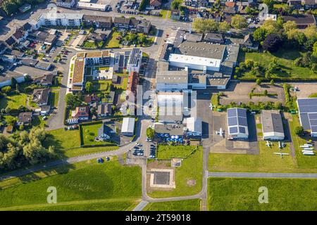 Luftansicht, neue Wohnungen an der Seeburger Straße und Heessener Straße, Flugplatz Hamm-Liepewiesen, Sonnendach, Benvenuto.Outlet, Bezirk Heessen, Schinken Stockfoto