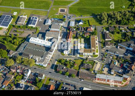 Luftansicht, neue Wohnungen an der Seeburger Straße und Heessener Straße, Flugplatz Hamm-Liepewiesen, Sonnendach, Benvenuto.Outlet, Bezirk Heessen, Schinken Stockfoto