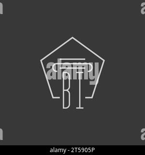 Initial Monogramm BI mit Monoline-Säulen-Logo Stock Vektor