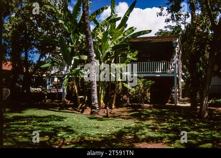 Lahaina, Maui, Hawaii, 2. Juni 1989 - Old Slide of Historic Site, The Baldwin Home in Lahaina Harbor, an einem wunderschönen sonnigen Sommertag Stockfoto