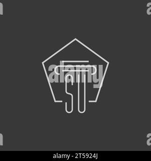 Initial Monogramm-SU mit Monoline-Säulen-Logo Stock Vektor