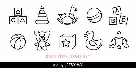 Baby Spielzeug Icons Set Vector Kids Collection Stock Vektor
