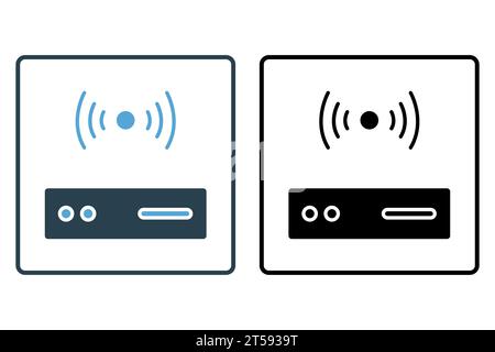 Symbol für Access Point-Router. Symbol für Gerät, Computertechnologie, Netzwerk. Symbolstil durchgehend. Einfache Vektorkonstruktion bearbeitbar Stock Vektor