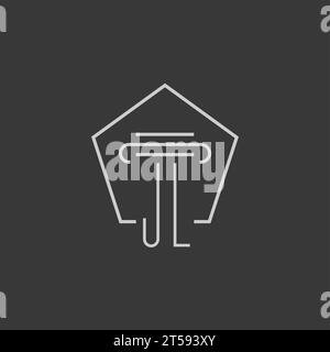 Initial Monogramm JL mit Monoline-Säulen-Logo-Ideen Stock Vektor