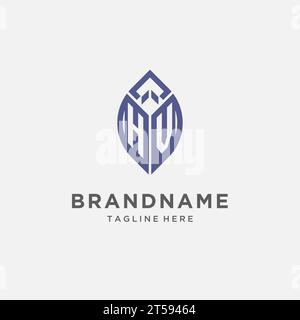 HV-Logo mit Blattform, sauberes und modernes Monogramm-Initial-Logo-Design-Vektorgrafik Stock Vektor