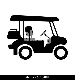 Caddy Golf Car. Glyphensymbol auf weißem Hintergrund isoliert. Vektorabbildung. Schild für Golfwagen. Stock Vektor