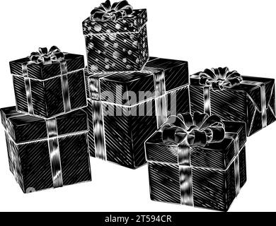 Weihnachtsgeschenke Geburtstagsgeschenke Kartons Stapel Stock Vektor
