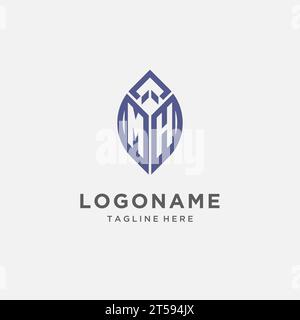 MH-Logo mit Blattform, sauberes und modernes Monogramm-Initial-Logo-Vektorgrafik Stock Vektor