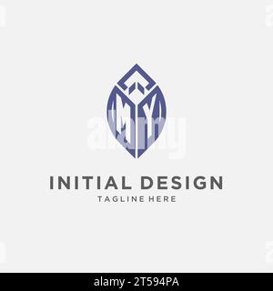 MEIN Logo mit Blattform, sauberer und moderner Monogramm-Vektorgrafik im ursprünglichen Logo-Design Stock Vektor