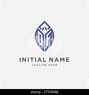 VON Logo mit Blattform, sauberem und modernem Monogramm Initial Logo Design Vektorgrafik Stock Vektor