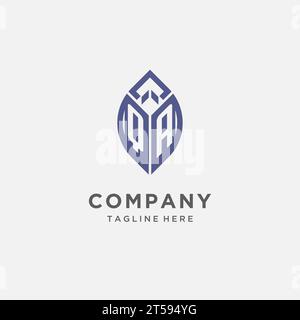 QA-Logo mit Blattform, sauberes und modernes Monogramm Initial Logo Design Vektorgrafik Stock Vektor