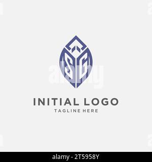 SG-Logo mit Blattform, sauberes und modernes Monogramm-Anfangslogo-Vektorgrafik Stock Vektor