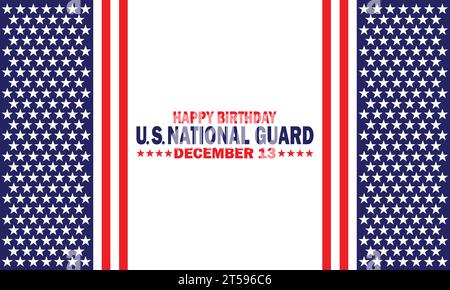 Happy Birthday US National Guard Vektor Illustration. Dezember: Urlaubskonzept. Vorlage für Hintergrund, Banner, Karte, Poster mit Text Stock Vektor