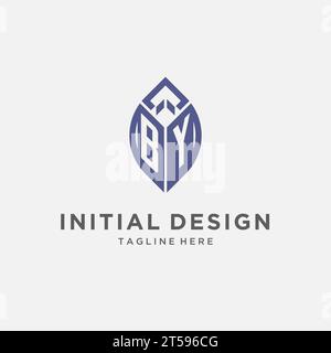 DURCH Logo mit Blattform, sauberes und modernes Monogramm Initial Logo Design Vektorgrafik Stock Vektor